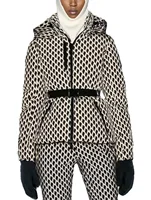Women's Winter Hooded High Waist Padded Sport Parkas Coats with Belt Female Elegant Thick Warm Pockets Windproof Skiing Jackets