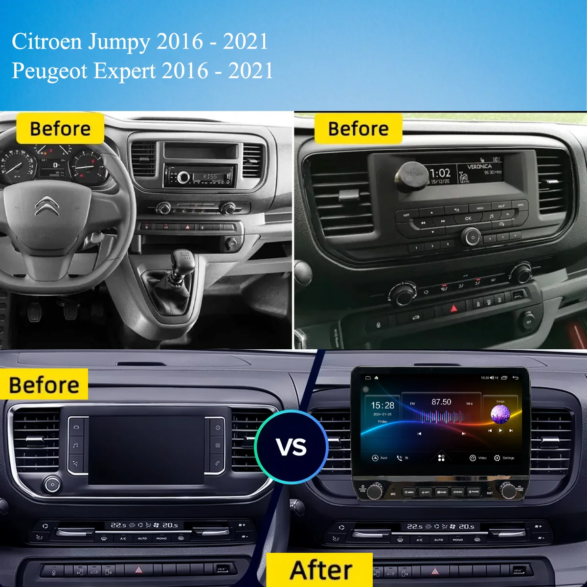 Android 14 8G Autoradio Multimedia GPS Navi Tablet For Peugeot Expert 2016 - 2021 DVD Video Music Player Car Intelligent Systems