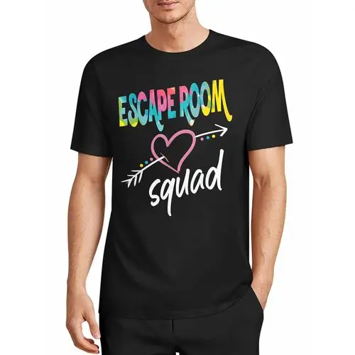 Heart-Shaped Bow and Arrow Escape Room Squad Team Print Black T-Shirt