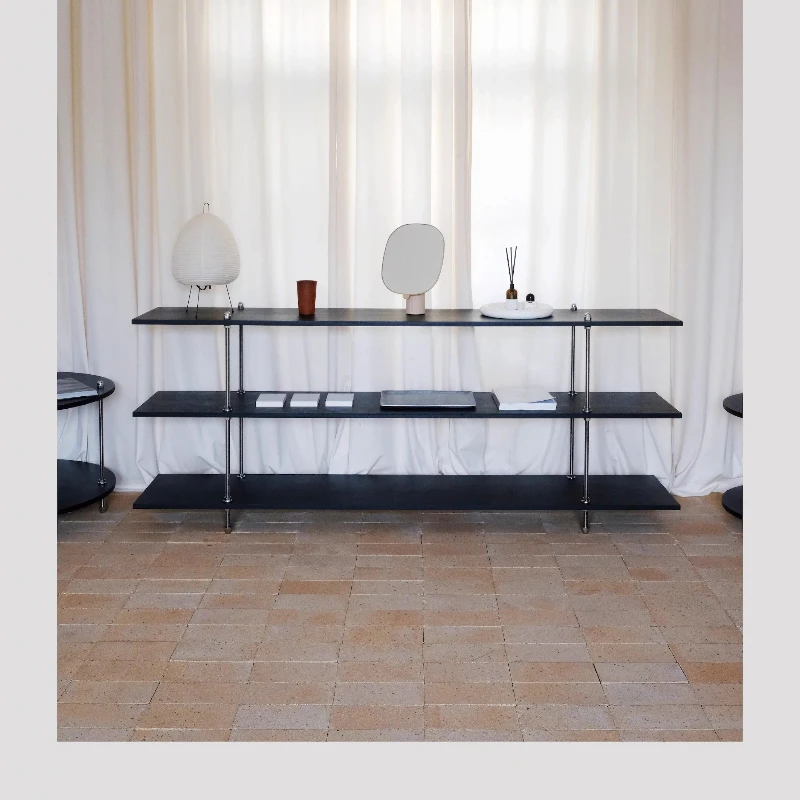 

Birch Board Shelf Shelf Storage Living Room Bedroom Simple Modern #6 Black