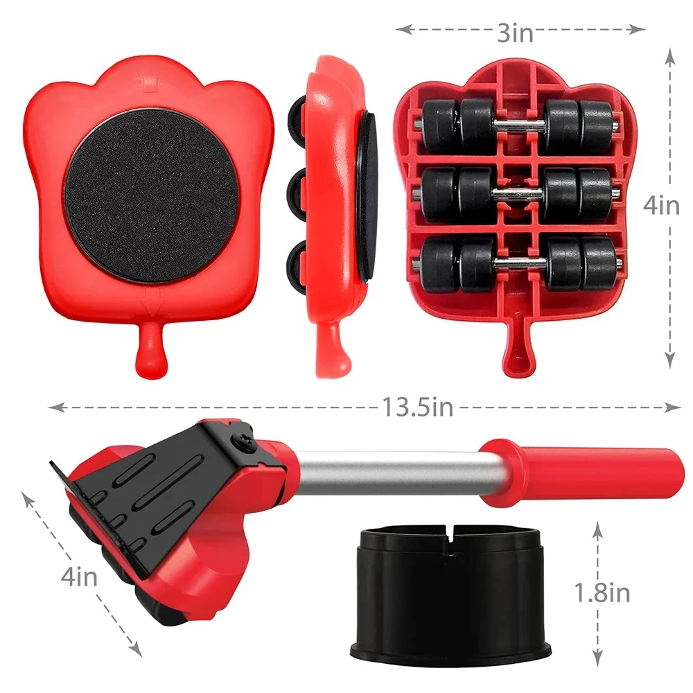 13pcs Professional Furniture Moving Roller Set with Wheel Bar Adjustable Height Removal Lifting Tool Set