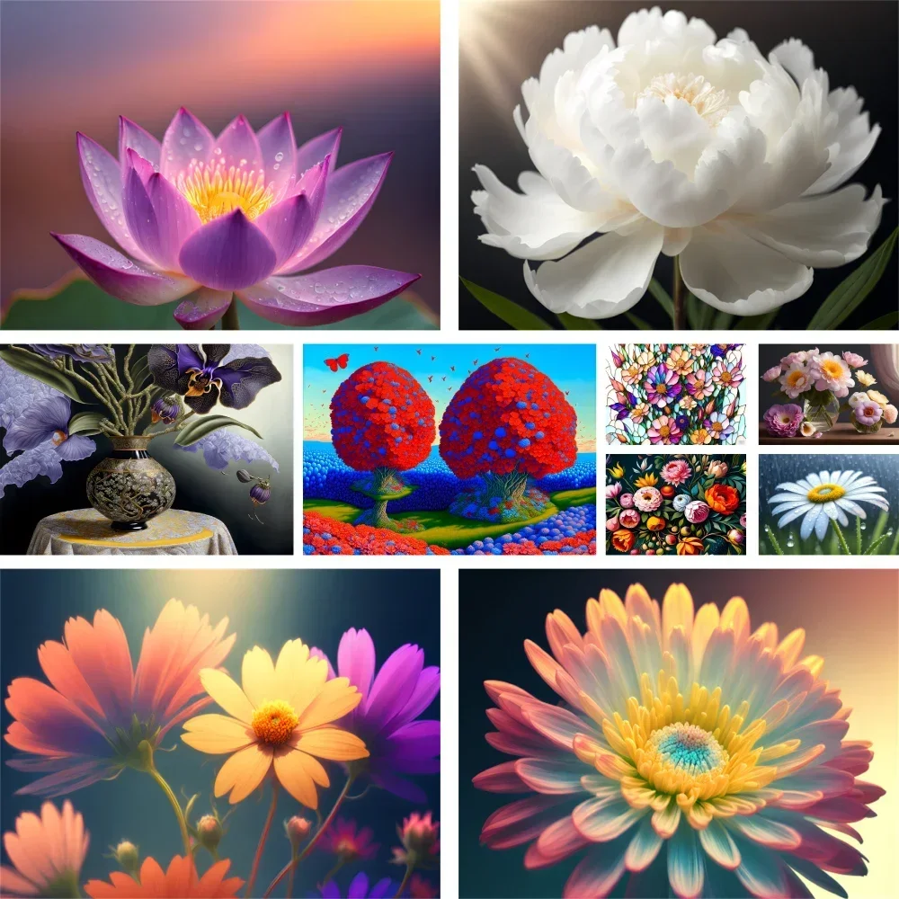 

580022 Scenery Flowers Peony Coloring By Numbers Painting Set Oil Paints 40*50 Canvas Painting Wall Decoration For Children