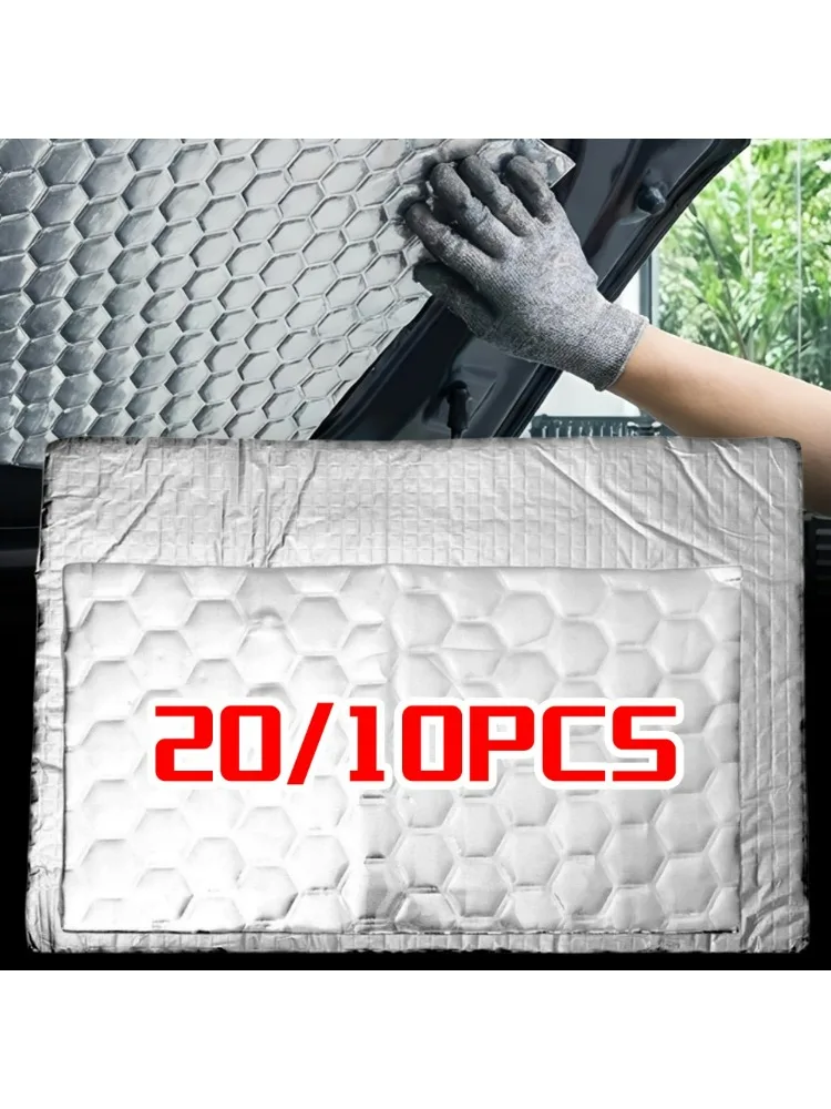 Tapis d'isolation phonique et thermique pour voiture, amortisseur de vibrations du moteur, imperméable, en caoutchouc butyle/feuille d'aluminium, insonorisant, bouclier thermique, autocollant