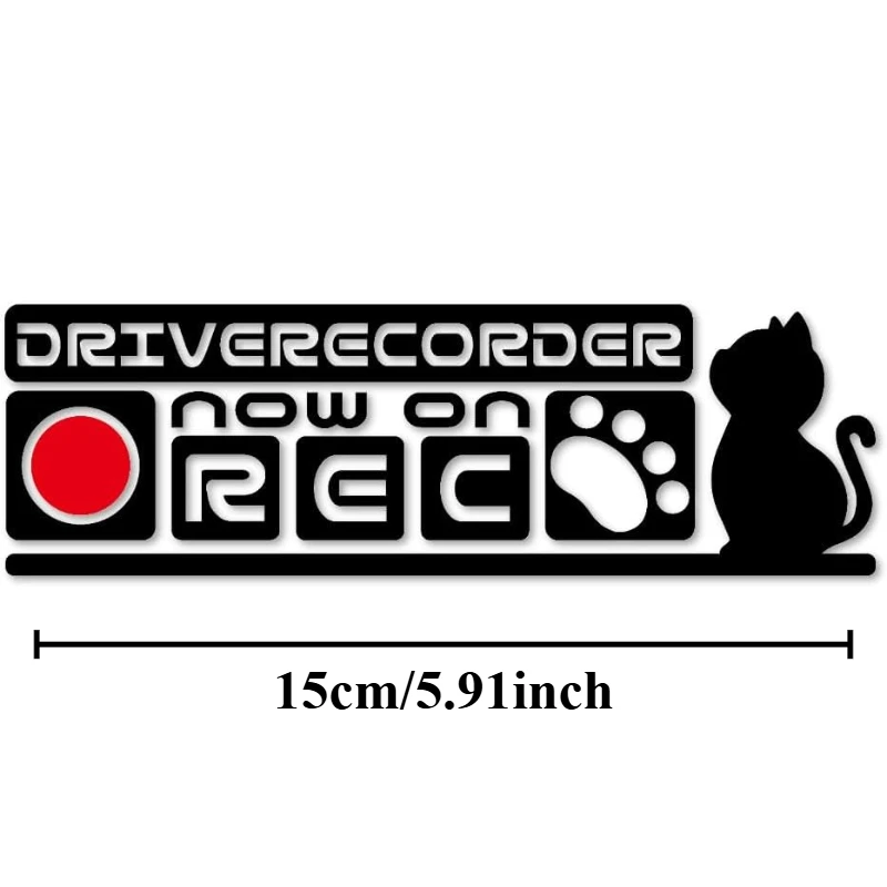 2pcs Cat Drive Recorder Warning Vinyl Sticker, Waterproof UV Resistant Decal for Car Motorcycle Decor, Holiday Gift