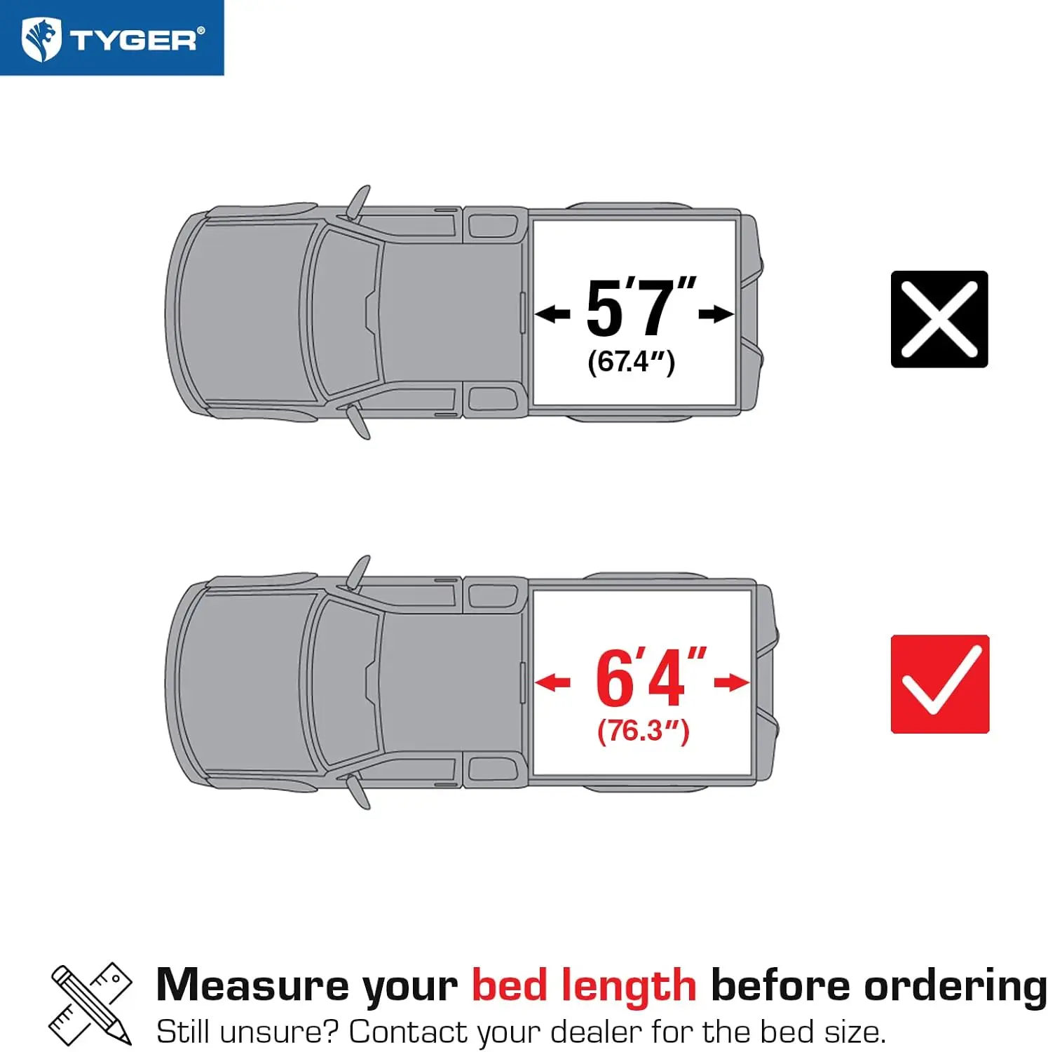 Tyger Auto T1 Soft Roll-up Truck Bed Tonneau Cover Compatible with 2019-2024 Ram 1500 New Body (Not Fit 19-23 Classic) | 6'4