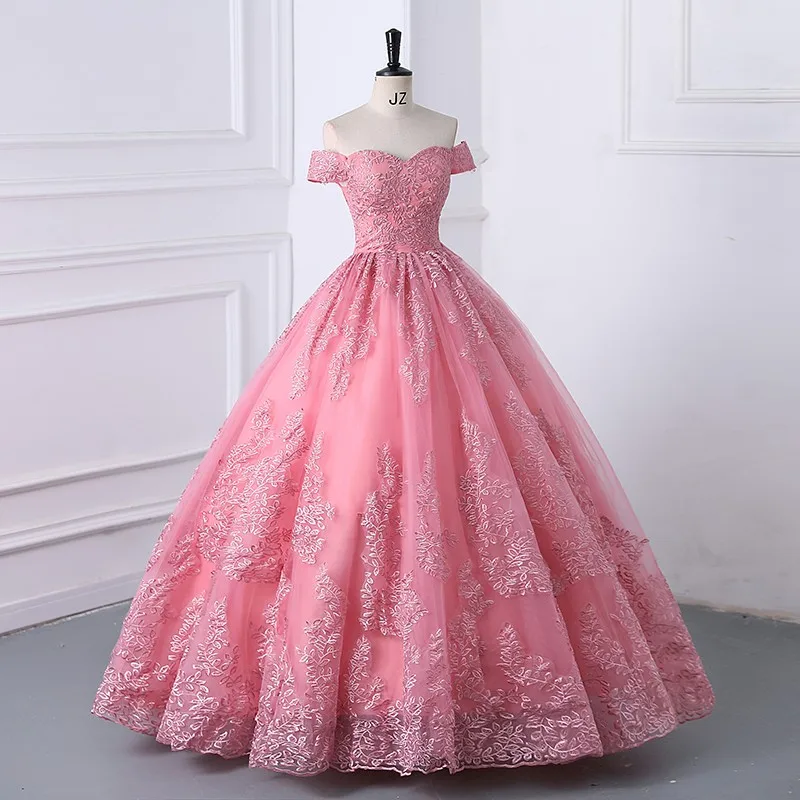 2024 Spitze Quince anera Kleider elegant aus der Schulter Ballkleid Party Abschluss ball Prinzessin Vestidos de Quinseanera