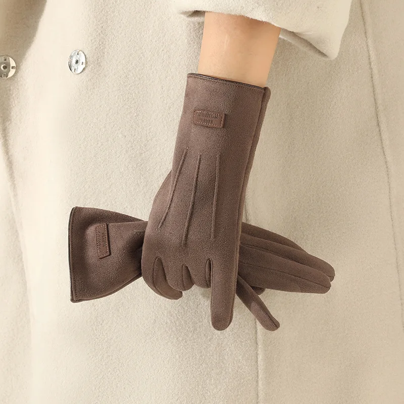 أزياء بسيطة نمط ثلاثة المشارب الجلد المدبوغ الدفء قفازات النساء الشتاء سميكة الدراجات القيادة Coldproof شاشة تعمل باللمس القفازات