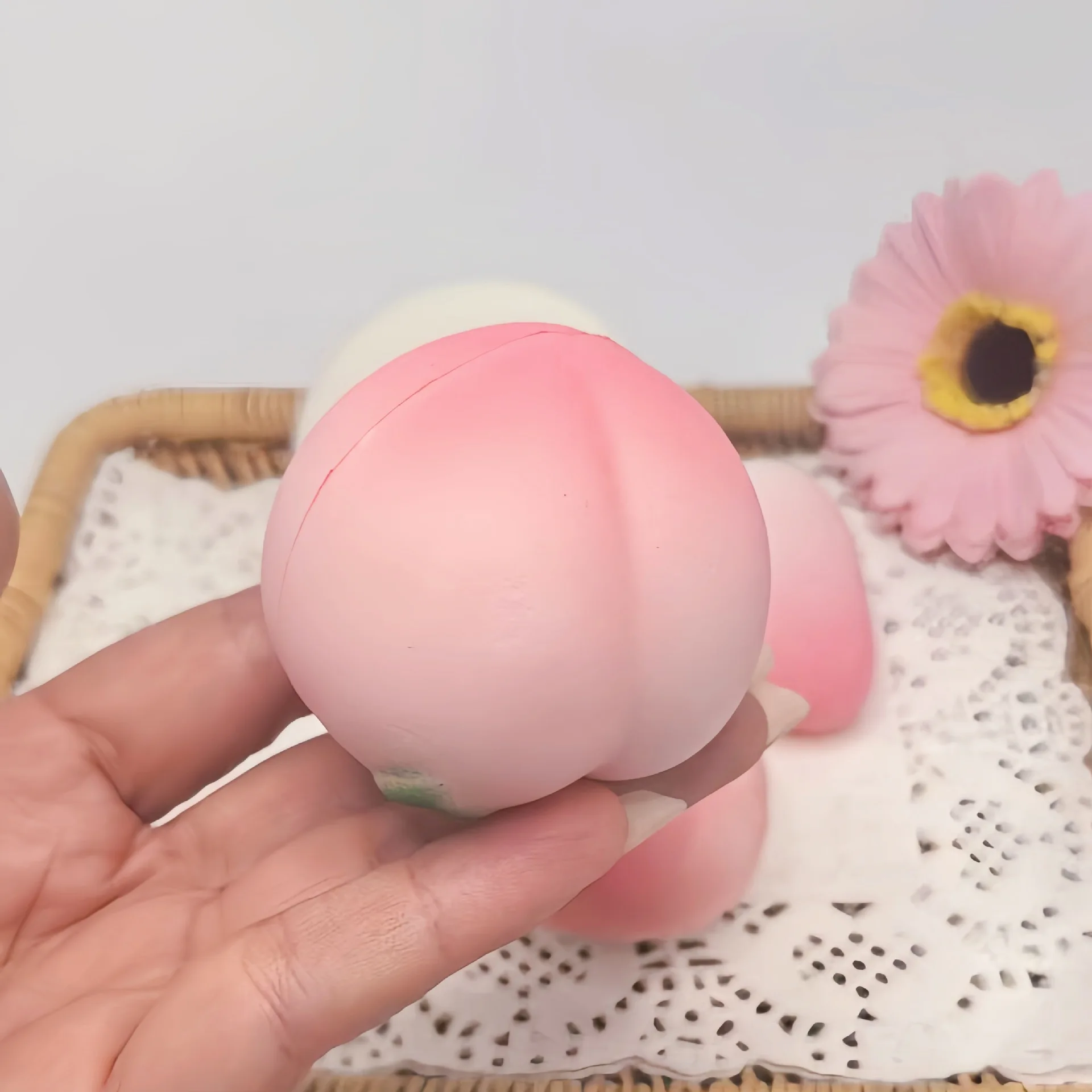 زهر الكرز الوردي الفاكهة الملونة الخوخ التفاح الفراولة موس كعكة بولي Soft لينة انتعاش بطيء ضغط تململ لعبة أطفال Squshy هدية #2