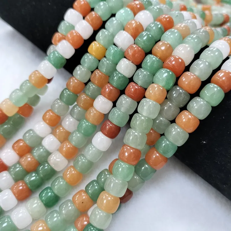 multicolor green jade roundelle bamboo  8/12mm  38cm for DIY jewelry making FPPJ wholesale loose beads nature