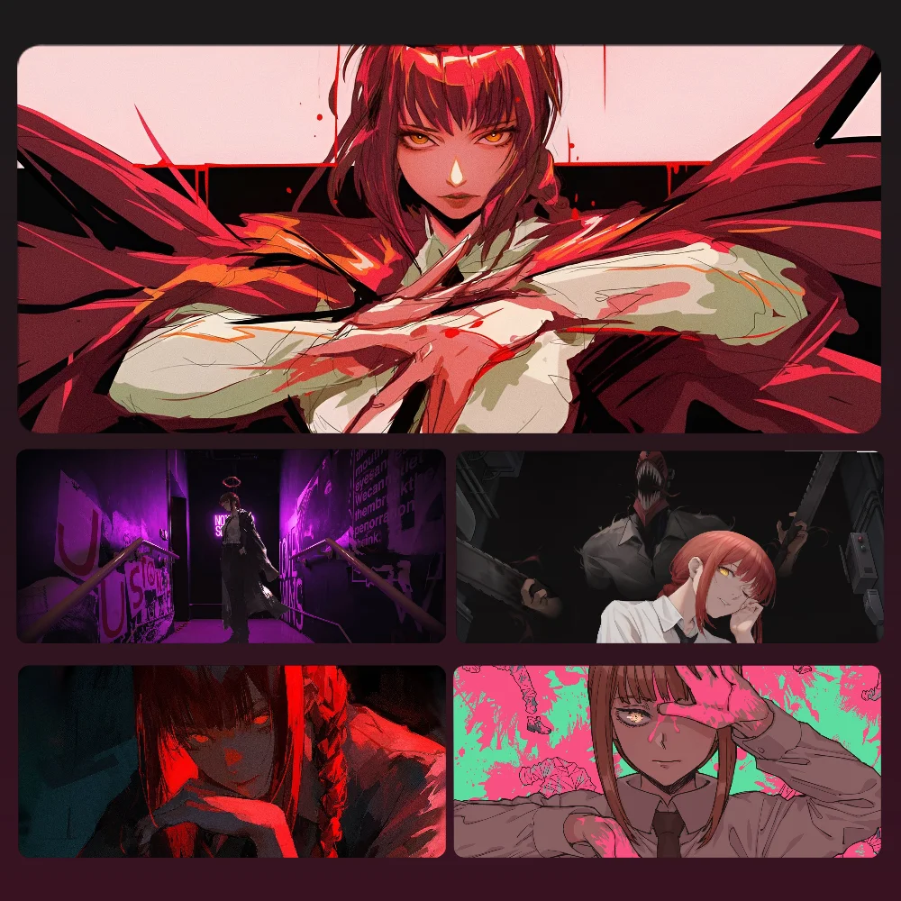 

Anime Makima Chainsaw Man Mousepad Mouse Mat Desk Mat With Pad Gaming Accessories Prime Gaming XXL Keyboard Pad