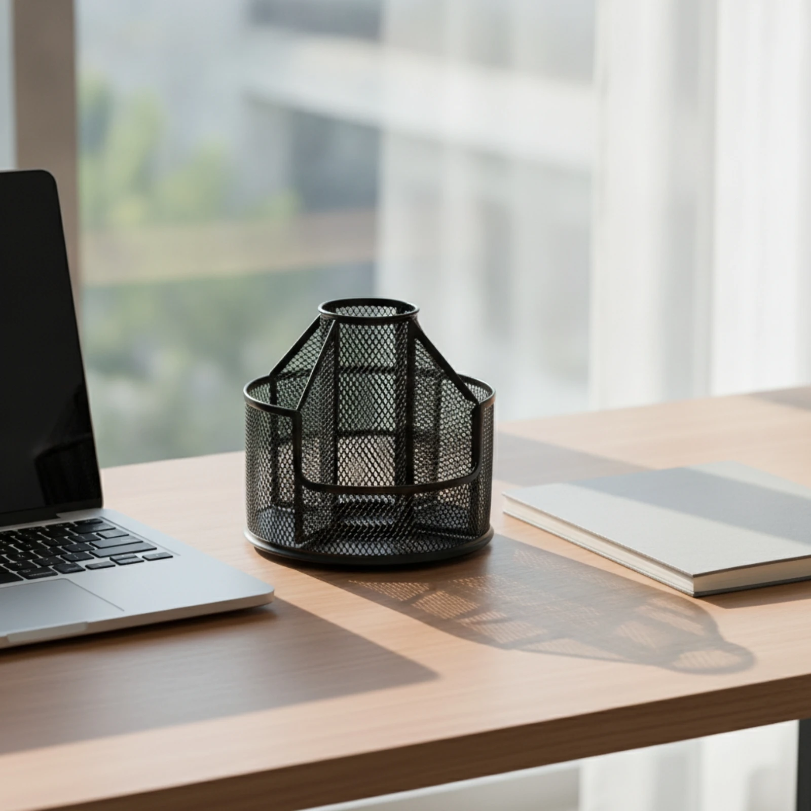 Desk Organizer with Compartments Metal Rotating Desk Organizer Rotating Pen Holder Multi-Compartment for Students, Office
