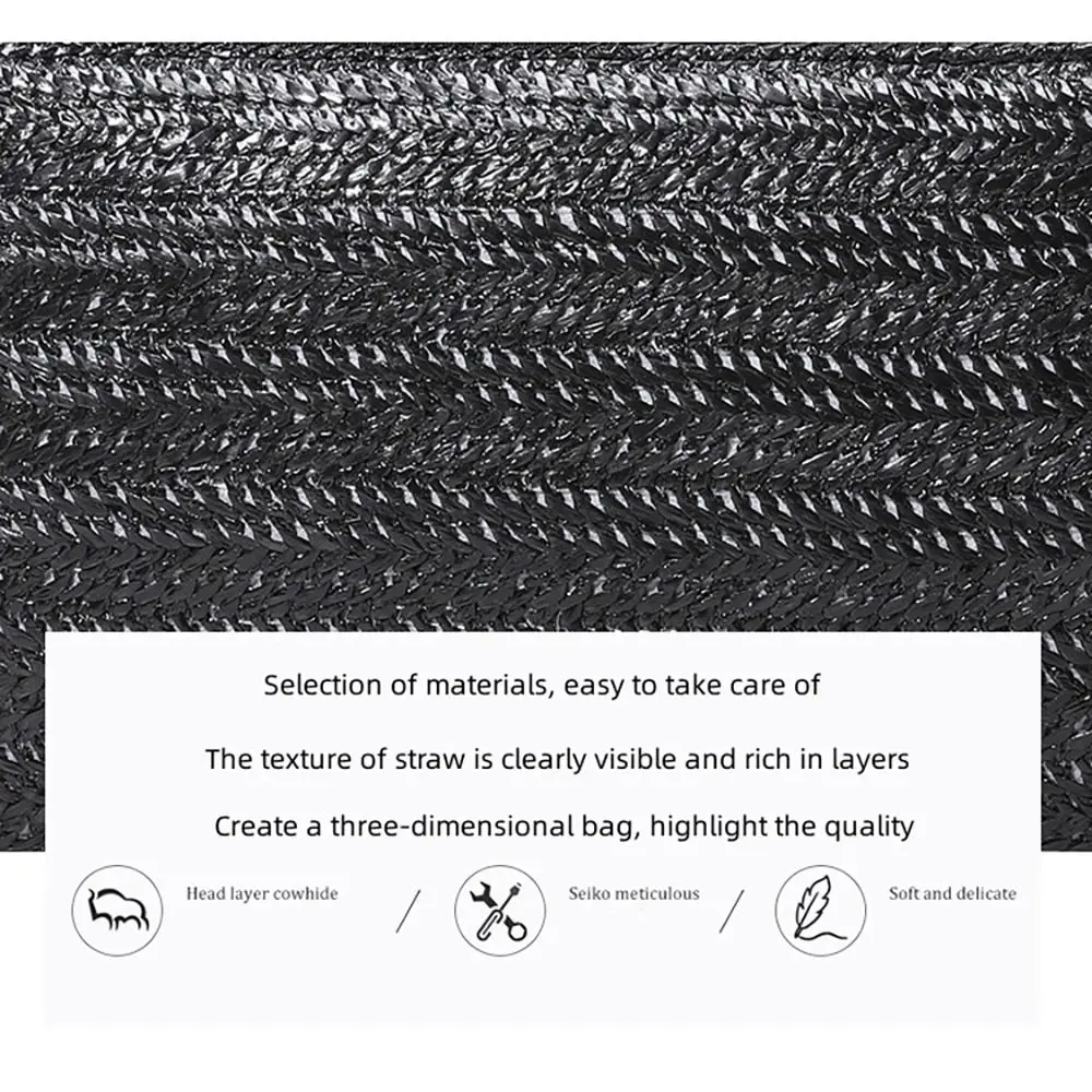 Bolsa de moedas artesanal saco de palha grande capacidade simples tecelagem saco titular do cartão lazer viagem