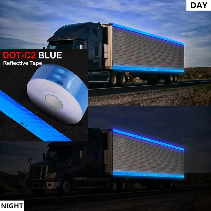 ブルー反射テープ-1-3-10-メートル-dot-c2-安全警告粘着道路目立ちやすいステッカー防水反射ストリップトラックバン用