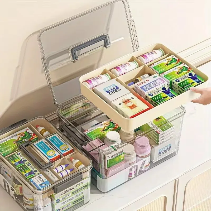 Large Capacity Medicine Storage Box Portable Home First Aid Medical Kit Family Emergency Medicine Box Multi-layered Drug Case