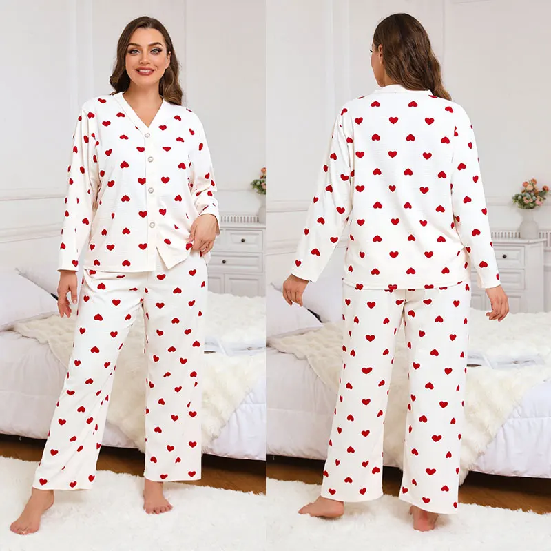 

Big Size Women's Pajamas Woman Set Pamja Ladies Home Wear Set Long Sleeve Pajamas Homewear Sleepwear Pajama Plus Pyjamas Large
