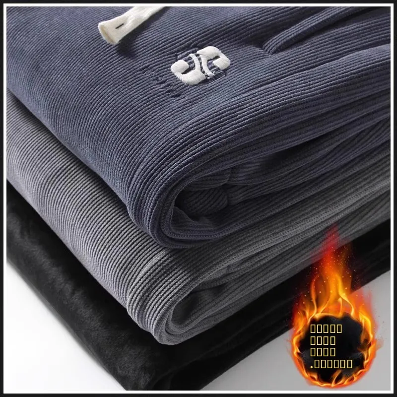 

Warm Fce Lined Corduroy Sports Casual Pants for Men Autumn Winter Loose Fit Trousers Youth Active Sle Workwear Trousers