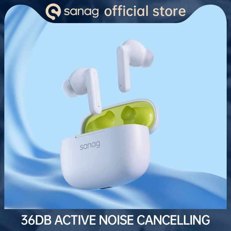 Sanag T80S PRO Active Noise Cancelling Headphones Dual Host AAC HiFi TWS Wireless Bluetooth Earphone ANC Earbuds 4 MIC Headset