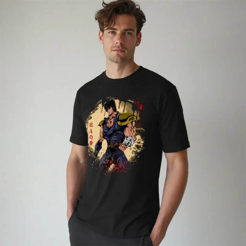 

Brutal Battles Fist Of The North Star's Unyielding Force Kenshiro Anime T shirt for men Large size Tops printed Clothes