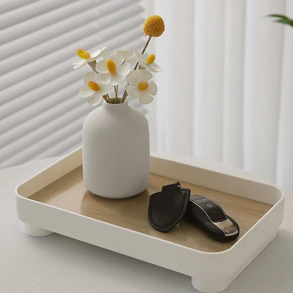 

Wooden Storage Tray Large Capacity Bathroom Vanity Desk Decor Sundry Rack Cosmetics Skincare Home Office ganizer