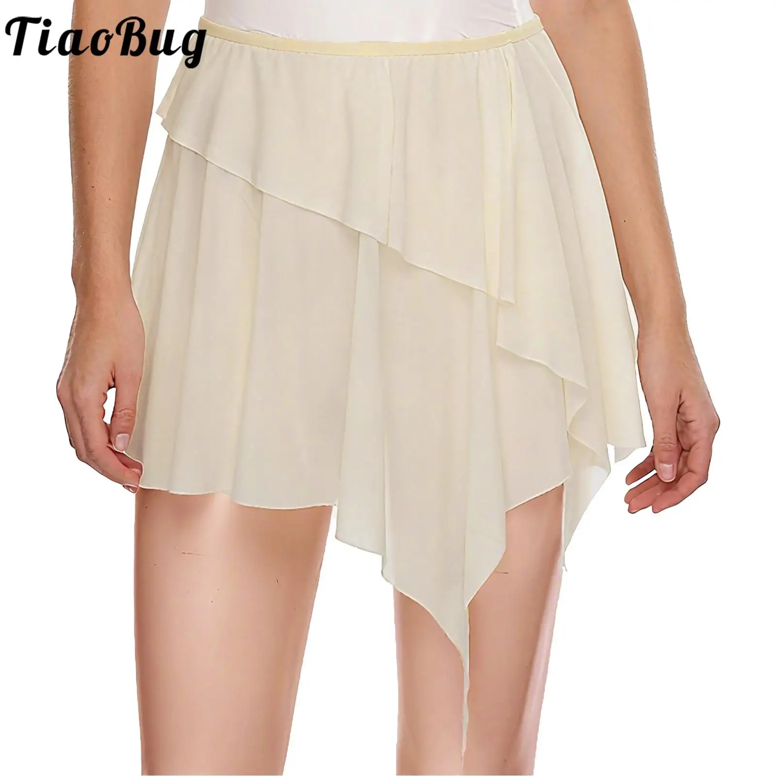 

Women Sheer Mesh Ballet Dance Wrap Skirts Elastic Waistband Irregular Hem Cover-up Skirt for Modern Dance Training Ballerina