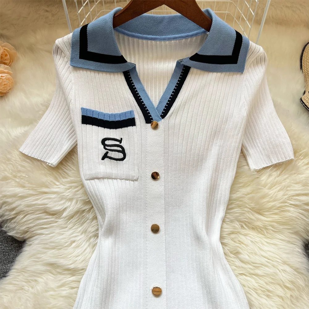 Robe Tricot Longue Brodée Femme YuooMuoo 6
