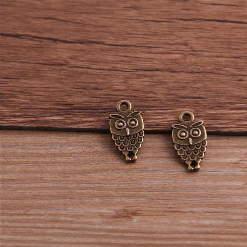 20PCS 10*18mm Double-faced Owl Pendant Two Color DIY Retro Jewelry Bracelet Necklace Charms Pendant