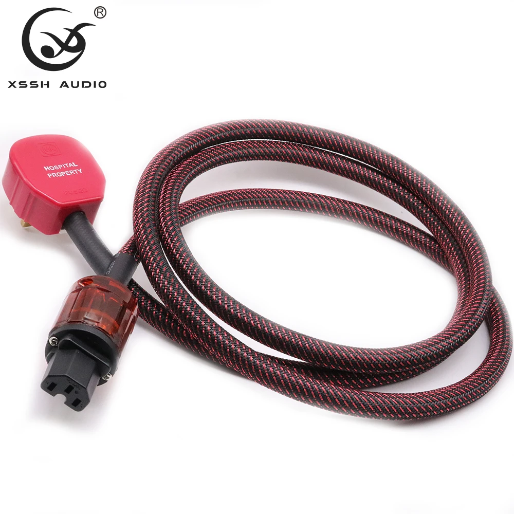 Electric Cable Hi-end HIFI Guangzhou YIVO DIY OEM 3 Core Pure Copper IEC Female Plug Male AC UK Shield 15mm Power Cord Wire Line