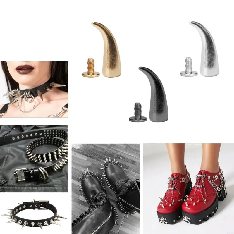 

U4LF Pack of 100 Stylish Spikes with Screws Belt Collar Studs Alloy Texture for Belts