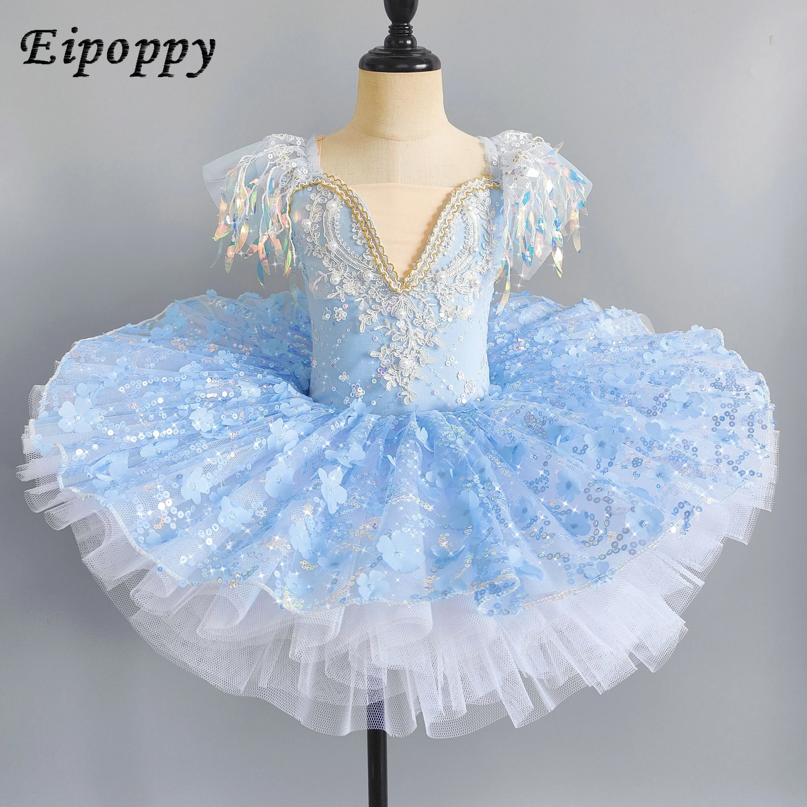 فستان رقص السنة الجديدة للأطفال، فتاة الباليه، فستان رقص البجعة، تنورة رقص منفوشة من الشاش، توتو باليه