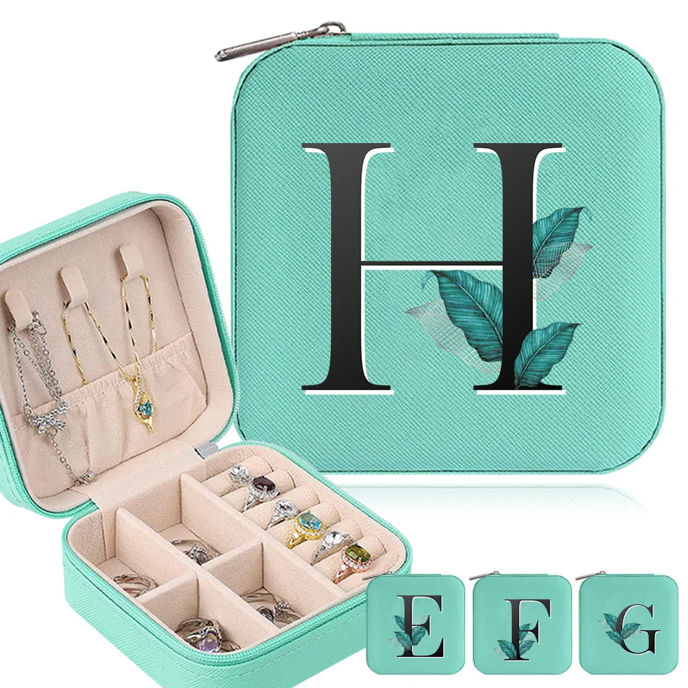 

Jewelry Box Desktop Drawer Necklace Ring Holder PU Leather Waterproof Organizer Case Portable Jewel Boxes Leaf Printing