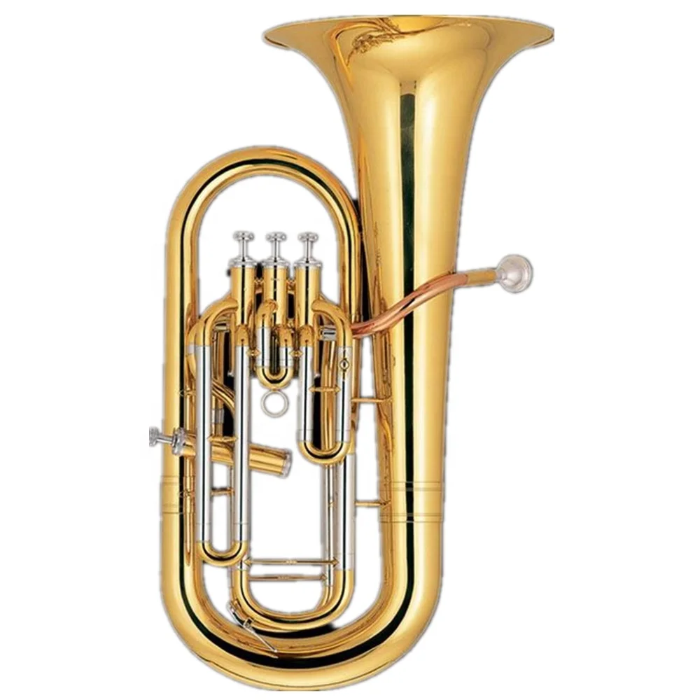 Gold lacquer Phosphor copper leadpipe Euphonium 4 Pistons Tone Bb