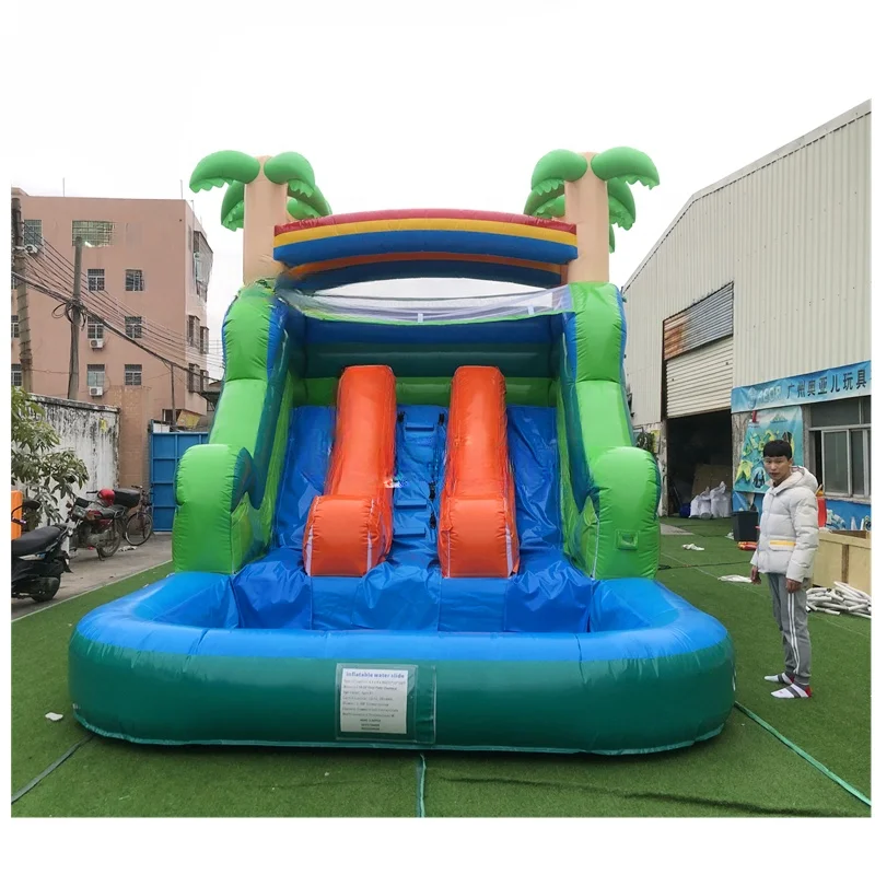 21ft Tropical Double inflatable water slide bounce house for big kids  inflatable water slide outdoor jumping bouncer