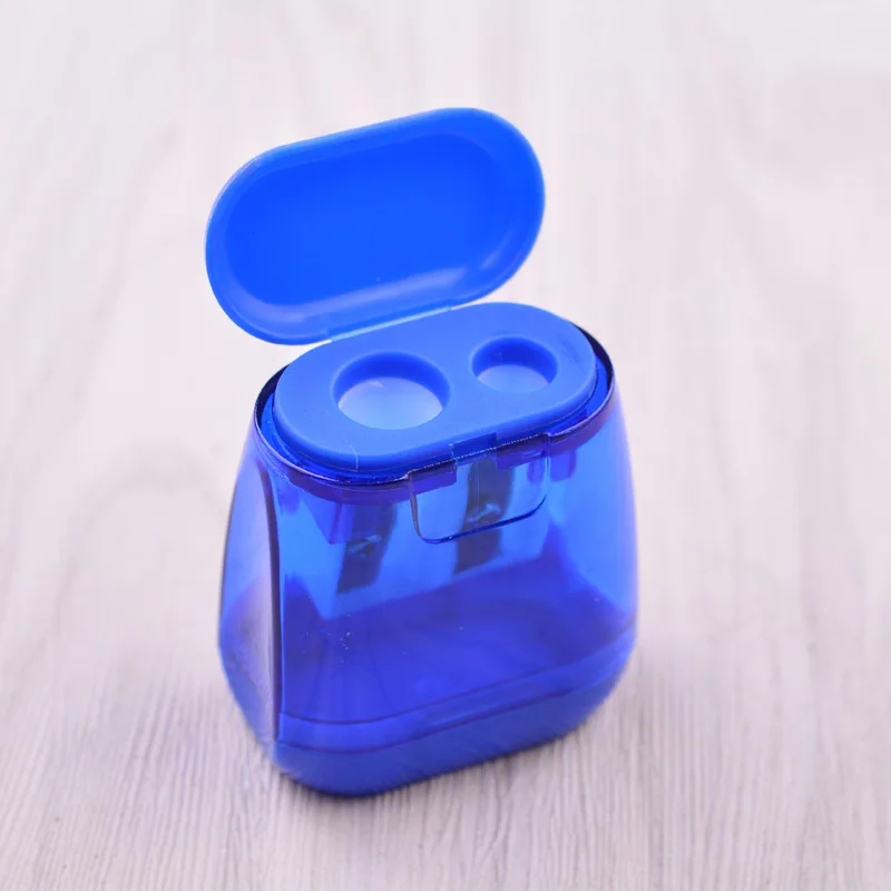 4 Pcs Plastic Transparent Color Pencil Sharpeners School Kid Stationery Mini Sharpener Double Hole Manual Light Pencil Sharpener