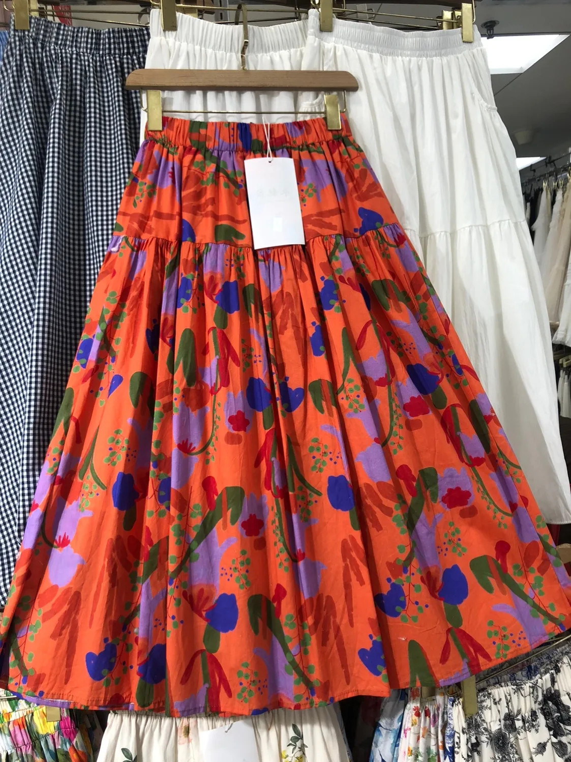 

Floral Print f Skirt Women's A-Line Umbrella Skirt Summer Vaion Sle Printed Puffy Skirt High Waist Midi Skirt