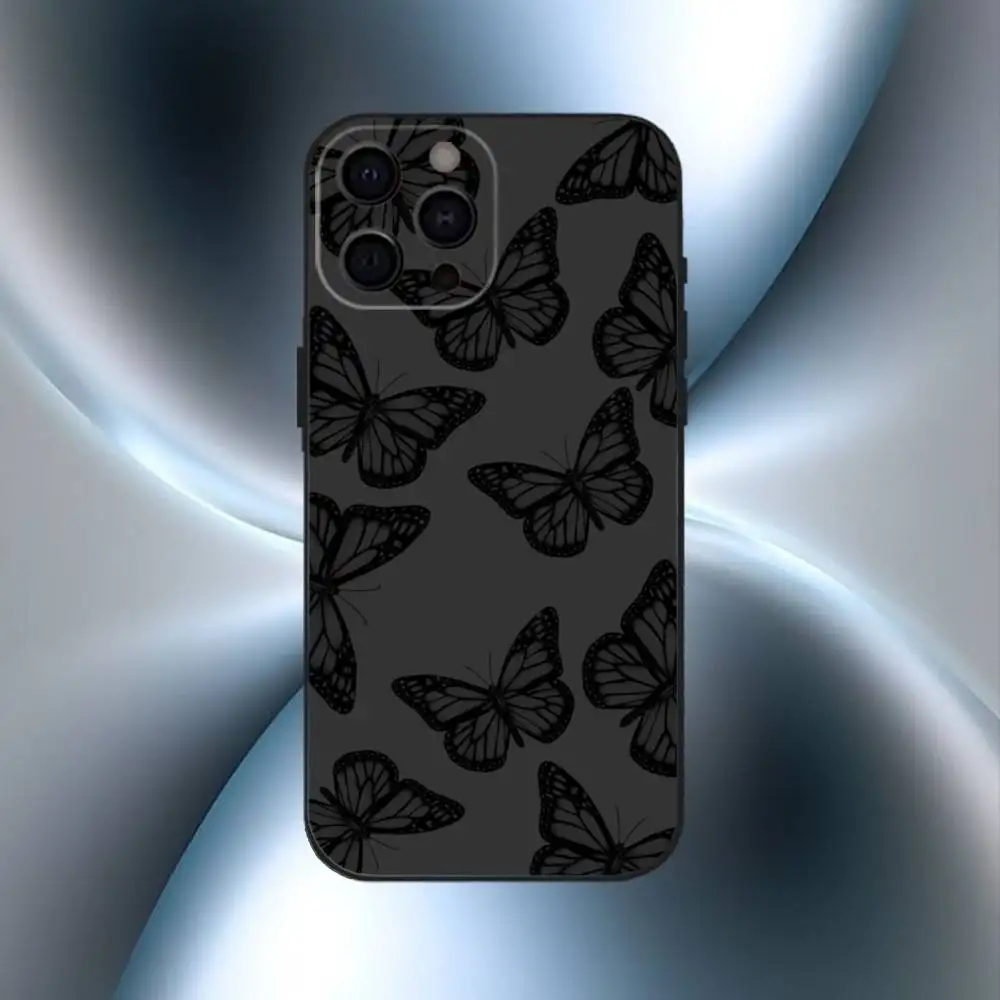 Coque de téléphone élégante à motif de chat, étui noir souple pour iPhone17,16,15,14,13,12,11 Plus,Pro Max