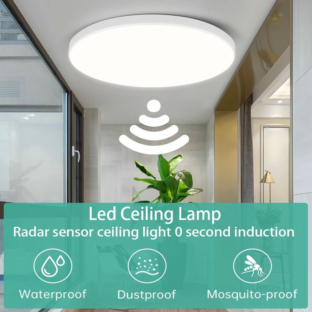 Radar Motion Sensor Ceiling Lamp Motion Detector Modern Ceiling Lighting For Corridor Garage Stair Balcony 20W 30W 220V