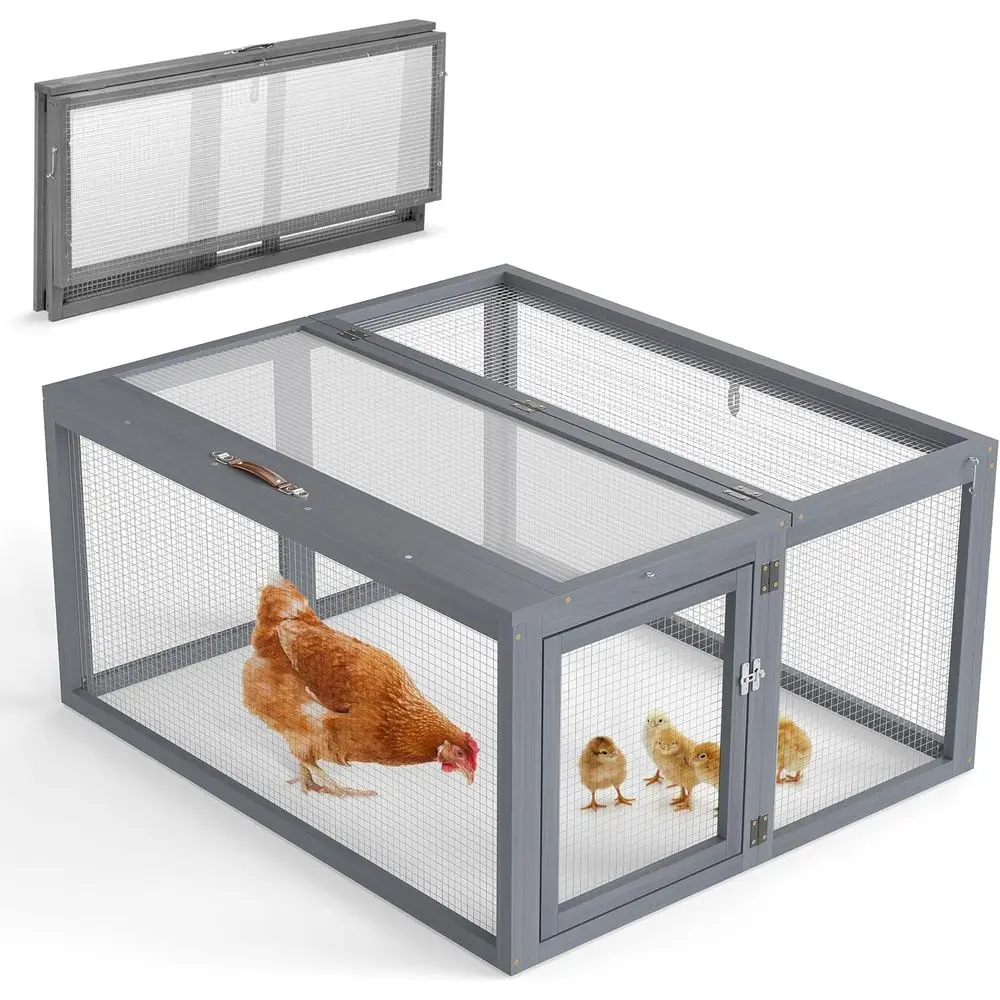 

Portable Grey Chicken Coop with Top & Side Access, Suitable for Rabbit Hutch and Small Animal Enclosure, 43.3 Inch Indoor/Outdoo