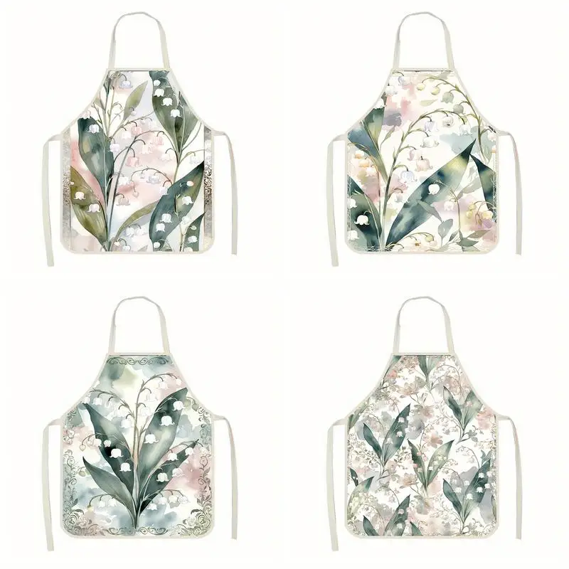 

Watercolor Lily Aprons Linen apron, suitable for kitchen cooking, parent-child interaction, painting and other scenarios