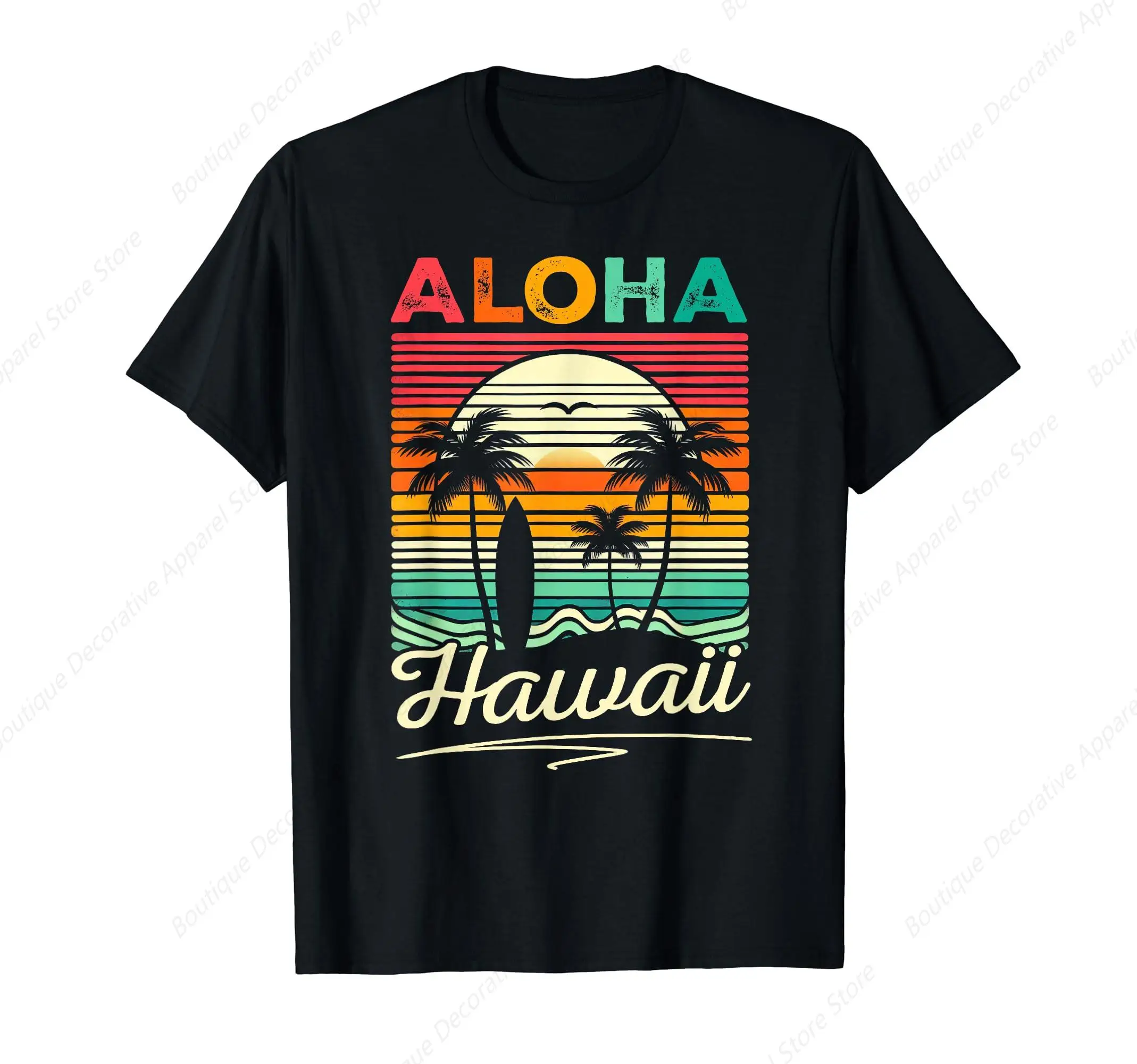 Aloha Hawaii Hawaiian Island Summer Palm Beach Surfboard T-Shirt