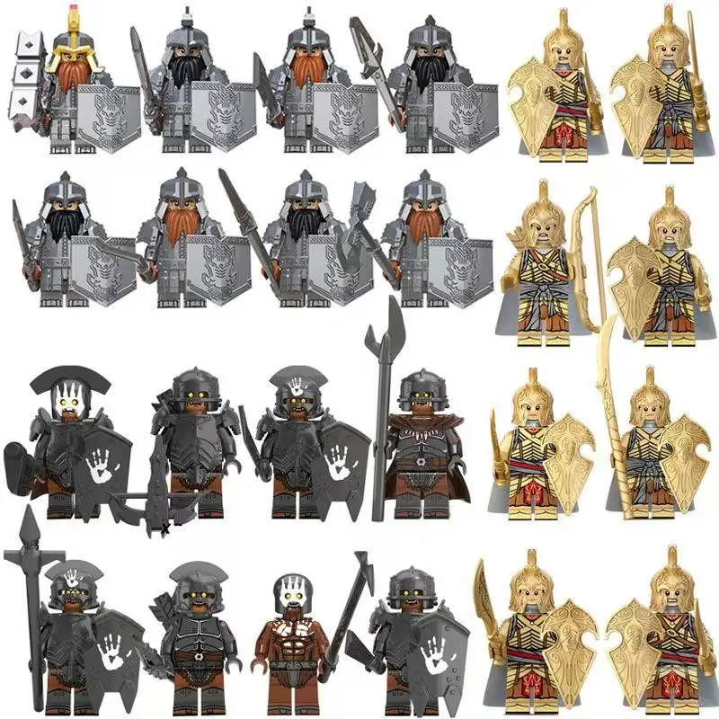 Mini Herr der Ringe Actionfiguren Bausteine Ringwraiths Orks Legion Elfenkönig Prinz Ritter Zwerg Zauberer Filmfiguren Bausteine