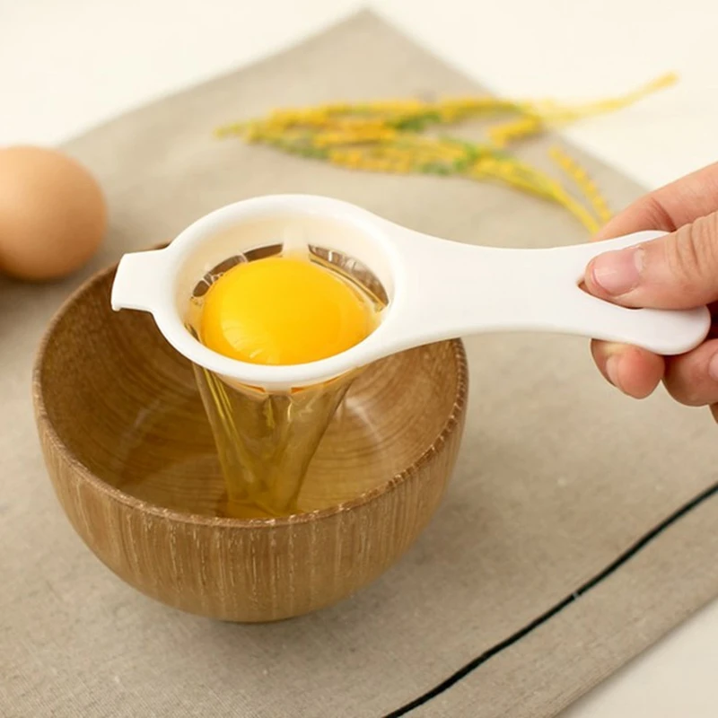 Kitchen Accessories Egg Separator Convenient White Egg Spoon New Mini With Silicone Holder Separates Sieve Eggs Tool Plastic