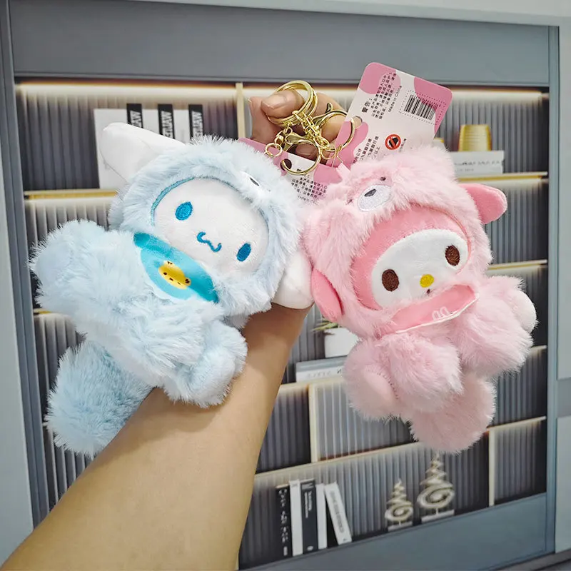 

Cute Little Bear Dressing Up With Sanrio Plush Toy Pendant Yugui Dog Keychain Bag Hanging Small Doll