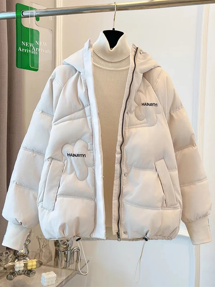 

ort Puffer Jaet Bread Sle Cotton down Jaet for High School Girls Winter Loose Fit Faionable Outerwear Women's Clothing