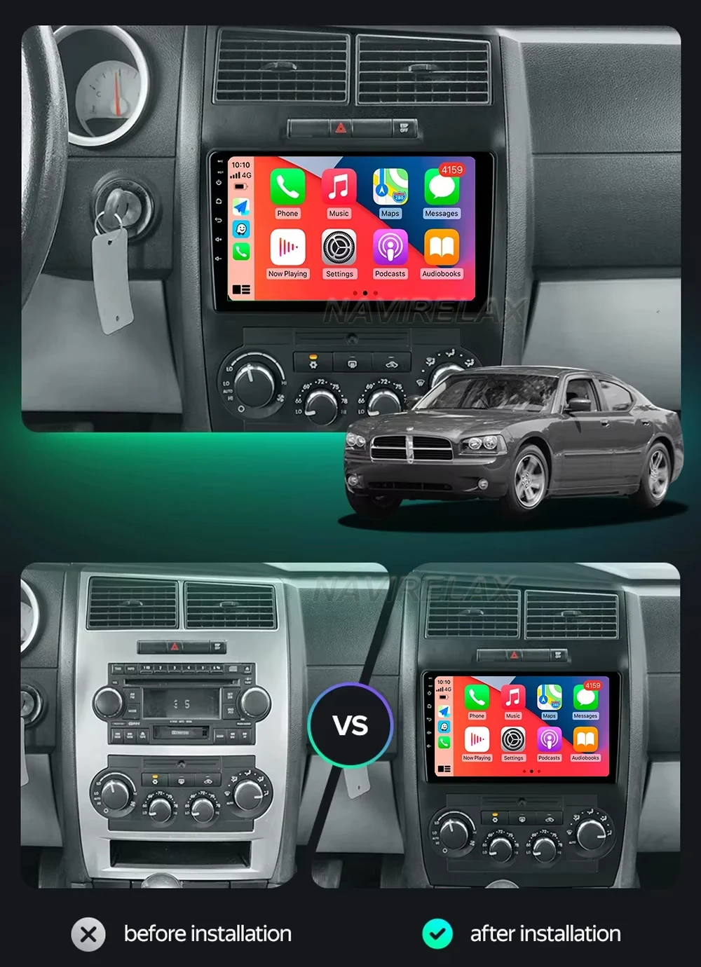 Android 16 Carplay Auto For Dodge Charger 2005-2010 For Dodge Magnum 2 2003-2007 Car Radio Multimedia Video Player WIFI 4G DSP