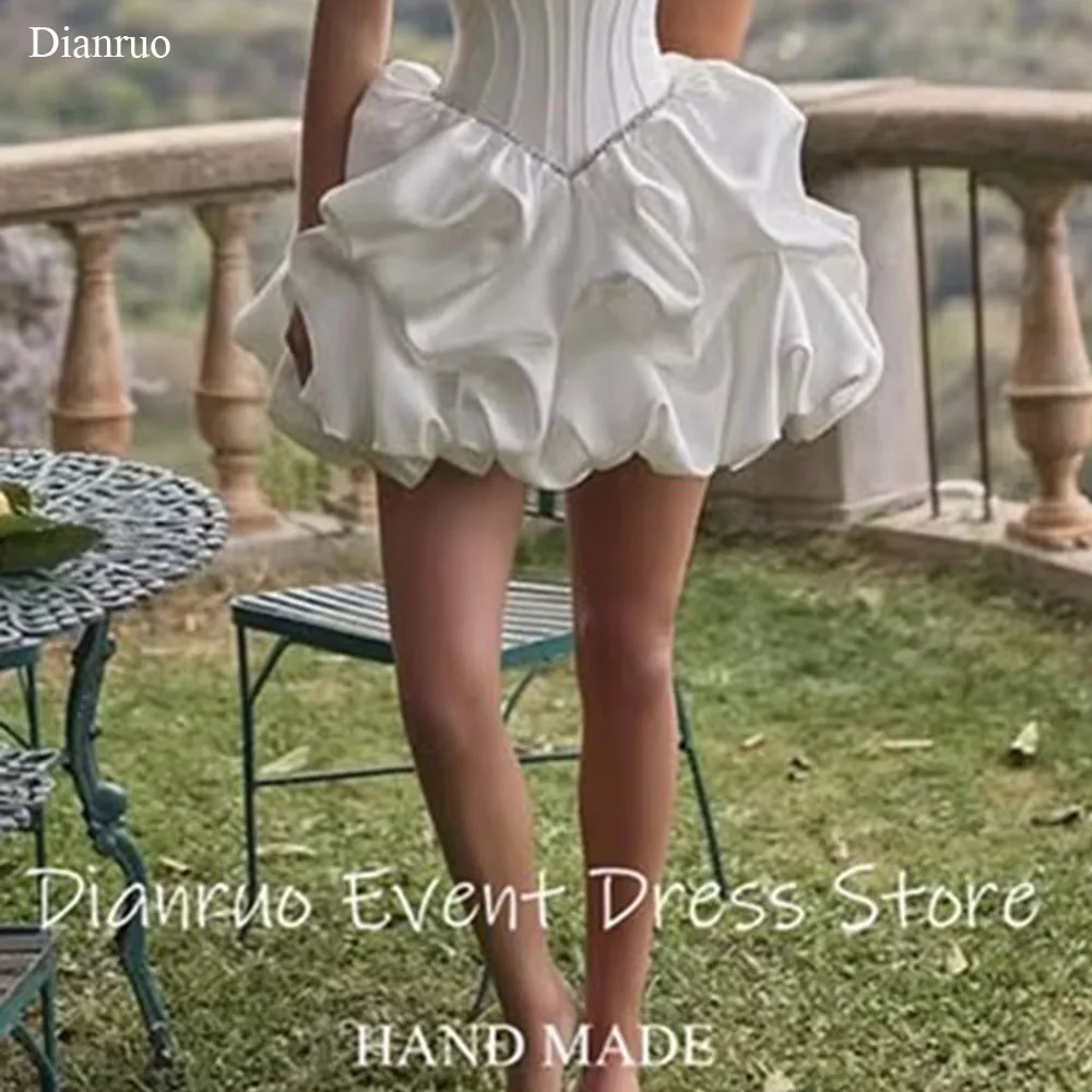 Dianruo القوس الصدر تكدرت فستان الزفاف حالمة قطع البسيطة طول الحفلة الراقصة ألف خط بلا أكمام فساتين العودة للوطن مخصصة