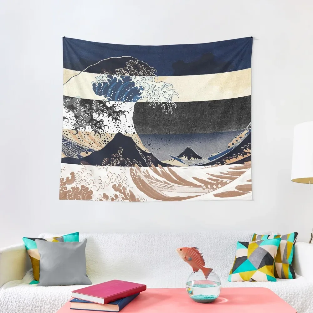 Great Wave Off Kanagawa Color Glitch Tapestry House Decor Art Mural Home Decorations Aesthetic Tapestry