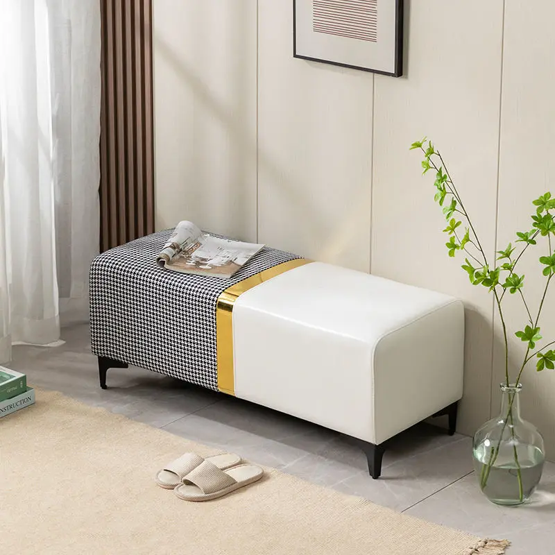 

Stylish Minimalist Houndstooth Benches - Long Stools for Entryway, Bed End, and Living Room, Perfect for Modern Homes
