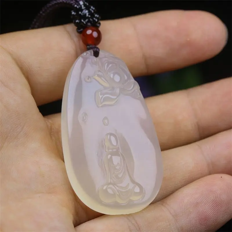 Agate Enlightenment Zen Men and Women Pendant Pendant Pretty Hand Carved Buddha Pendant Neck Ornaments