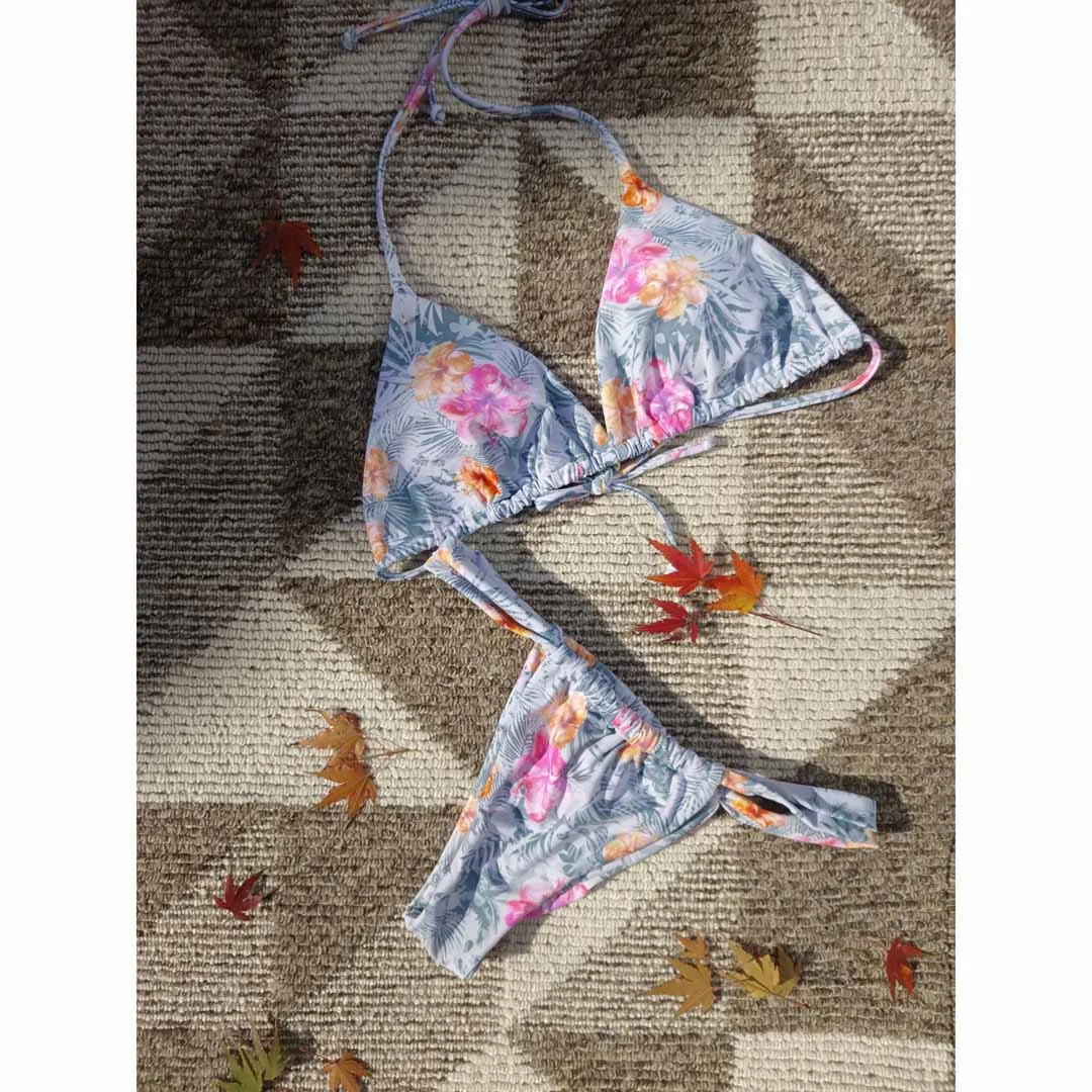 XS - XL, Bikini mit Blumenmuster, Damen-Badeanzug, zweiteiliges Bikini-Set, Damen-Badebekleidung, gepolsterter Badeanzug, Badeanzug, Modell V6530. – Detail 24