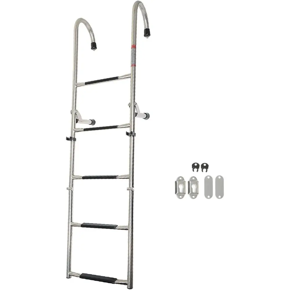 

Telescoping Aluminum Ladder - 304 Stainless Steel, 2+3 Step, 400 lbs Capacity, for Docks, Boats, and RVs